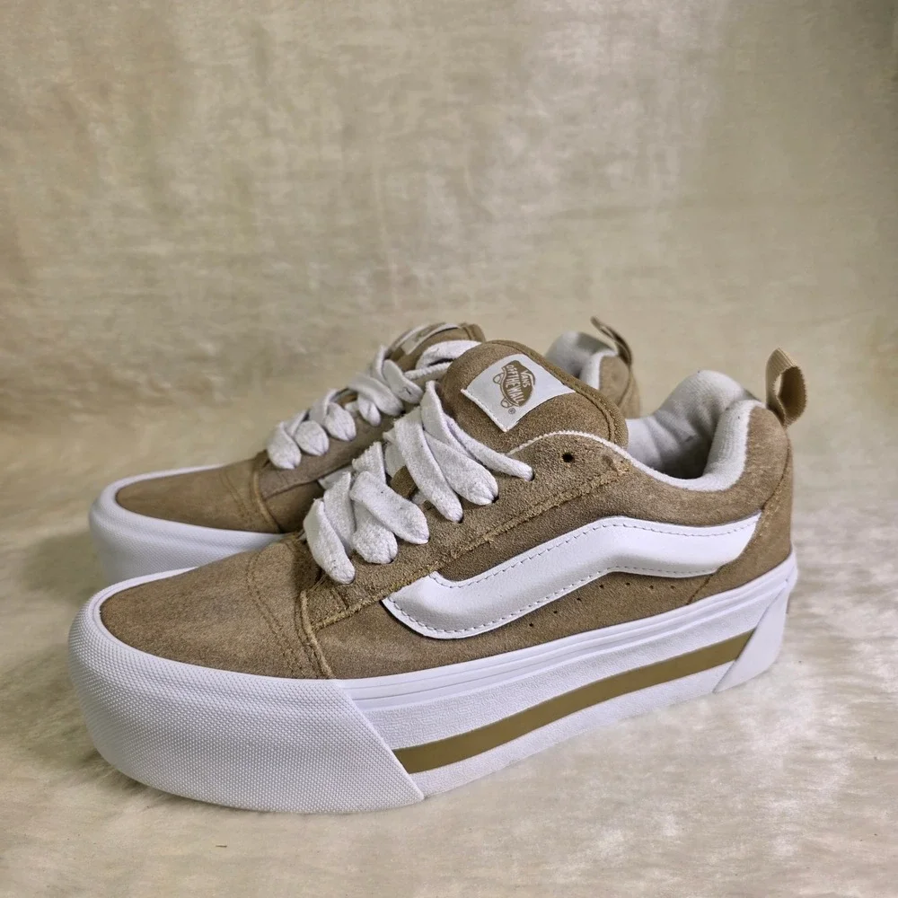 Vans Knu Stack Platform Sneakers Tan Suede Chunky Women 9 Men 7.5